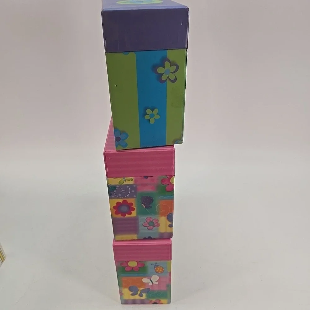 6 Decorative Storage Boxes Floral  Cardboard‎ Gift Box Attached Lid  8 x 4 x 6